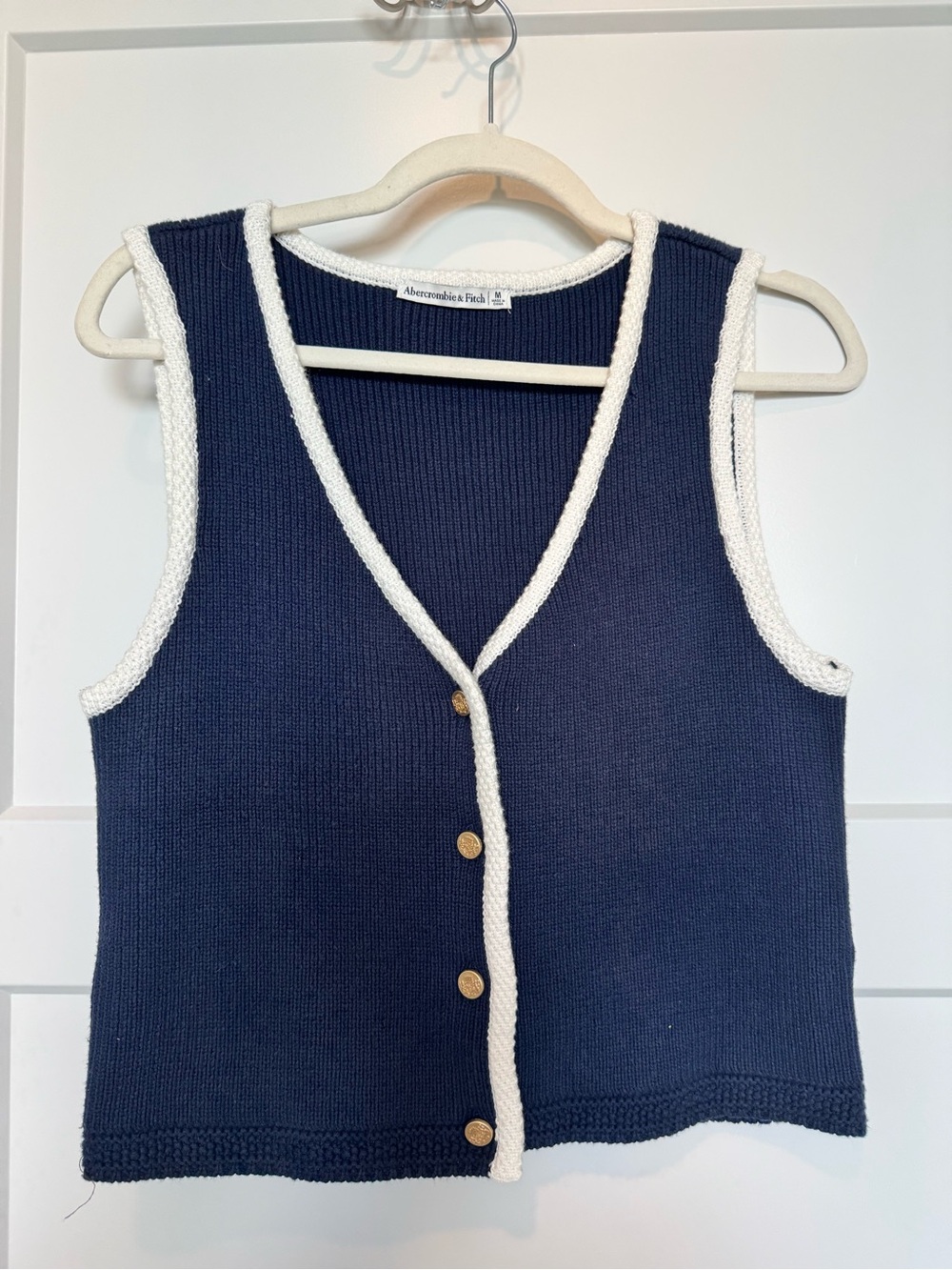 Abercrombie & Fitch Navy Sweater Vest with White Trim